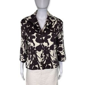 Lafayette 148 Brown & White Floral Jacket, size 8 - EUC
